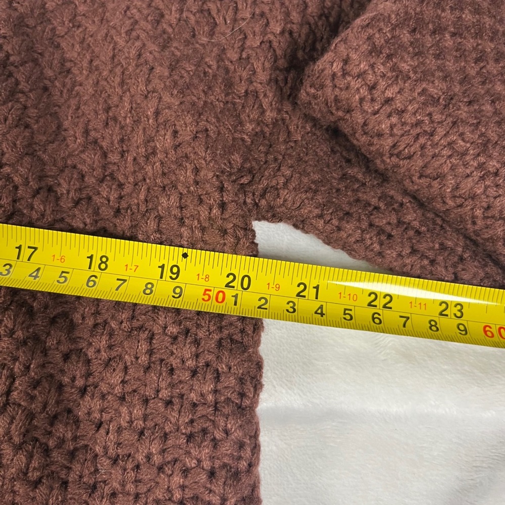 Unbranded Women Brown Cable Knit Open Front Cardigan Wool Blend Sweater M/L - Picture 6 of 7